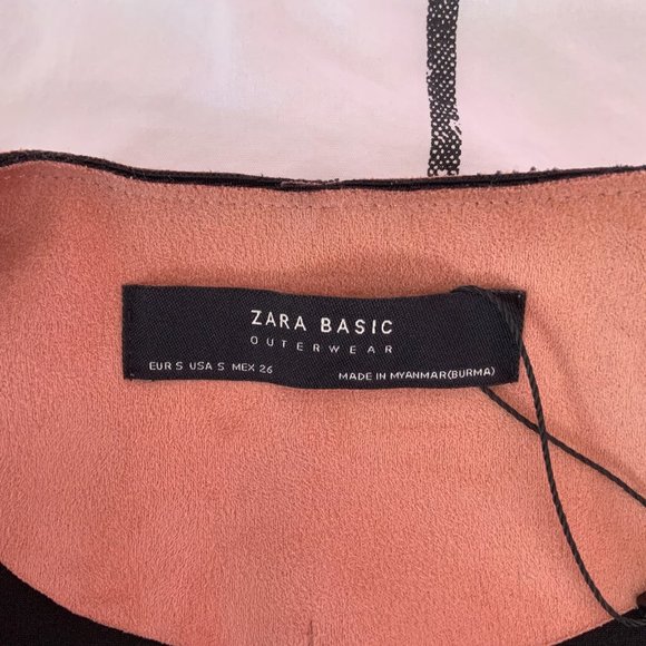 Zara Faux Suede Pink Collarless Jacket/Coat - Picture 4 of 6